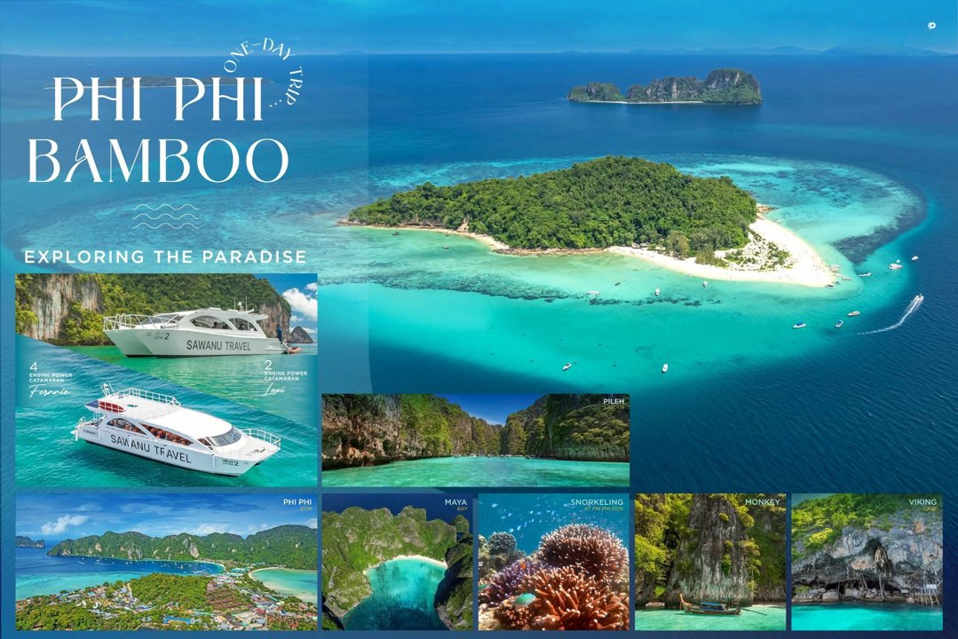 Phi Phi + Maya + Bamboo Island By Power Catamaran (Premium)